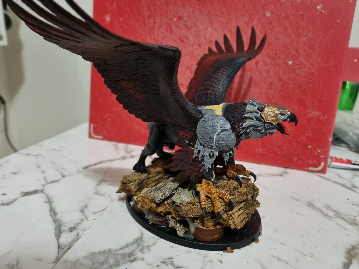 I struggle to stay focused on a project.. I see a piece of art or get an idea and I get the urge to convert! 
Wip of a griffon.. got carried away making a fully converted  woodelf pagan themed idoneth army...