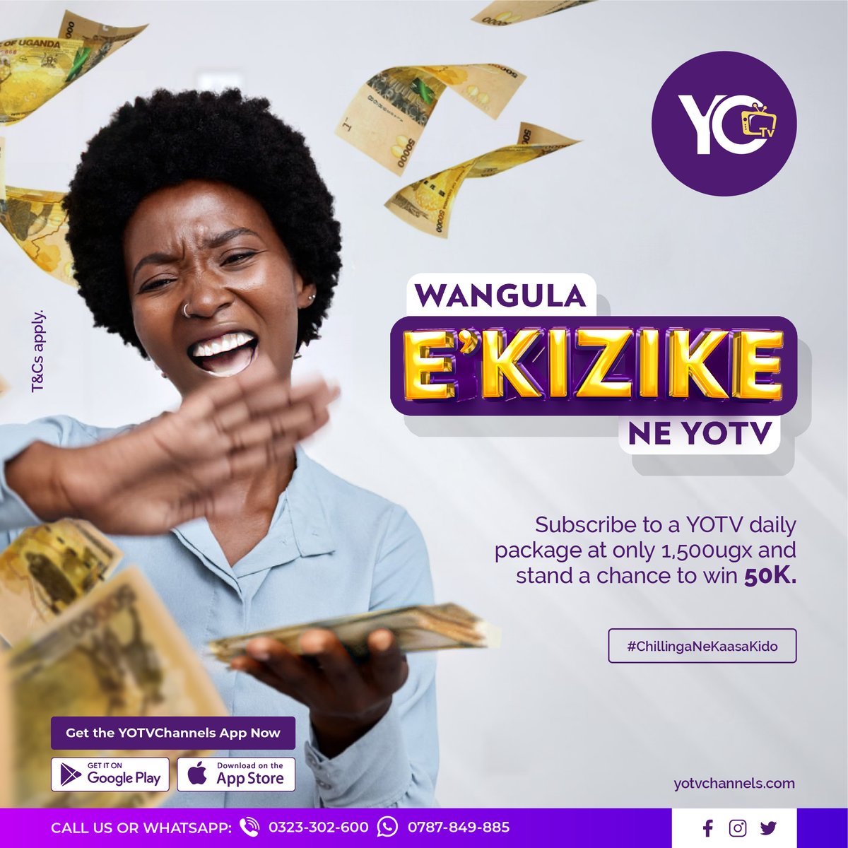YOTVChannelsUG's tweet photo. Wangula E'kizike Ne YOTV! 🕺🤑

Subscribe to the daily YOTVChannels App bundle at just 1,500 shillings and stand a chance to win a ki 50K. 

Visit https://t.co/stEGONzwfD to get started and enjoy your favorite entertainment content, wherever you are. https://t.co/5yEV7Nrq0f