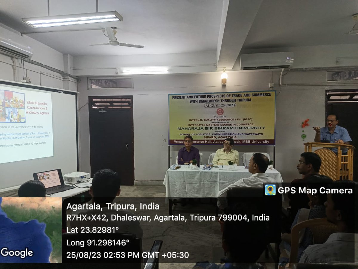 SIPARD1's tweet photo. Seminar on "Present and Future Prospects of Trade and Commerce with Bangladesh  through Tripura" held today 25 th August  at 2.00 PM in  Conference  Hall of Academic  block, MBB University.
#logistics
#Bangladesh_through_Tripura https://t.co/p9PLYPLAGj