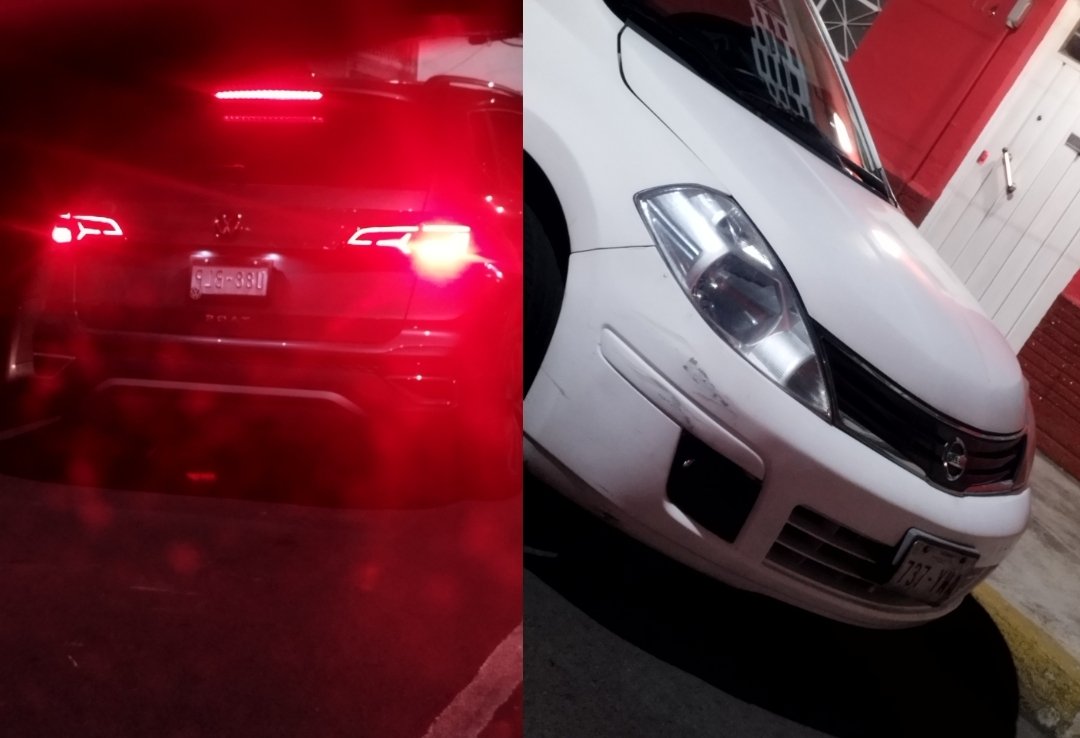 fandetodoynada's tweet photo. En las afueras del #ForoSol esta camioneta TAOS le dió un tallón a este auto blanco. 
Aprovechó que el auto estaba estacionado y huyó. 
Oigan #Swifties, yo digo que hagan labor y le den RT para que el responsable pague. 
Las placas de la TAOS son U88BLP.
#taylorswiftMexico https://t.co/NCvfgZGOGe