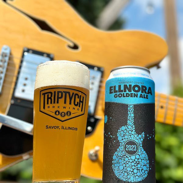 Brewed to celebrate the 10th installment of ELLNORA | the Guitar Festival, our “sister festival” at the Krannert Center. This smooth golden ale features a blend of pale and pilsner malts plus a touch of Cascade hops. #guitar #beer #musicfestival