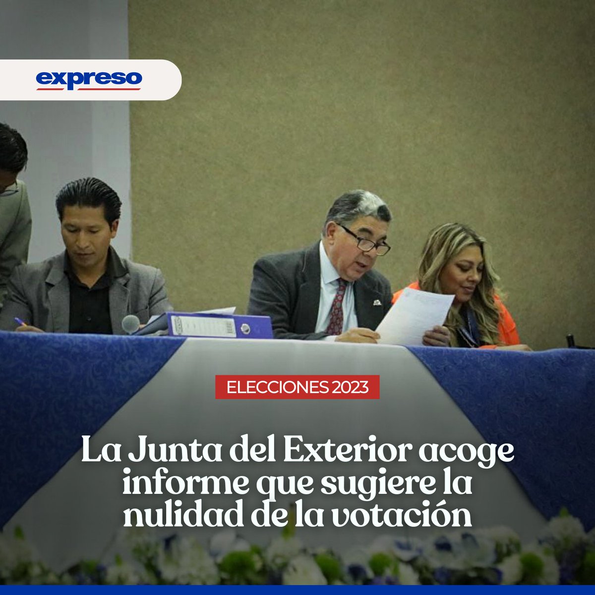 La Junta Especial del Exterior del CNE dio lectura y aprobó el informe jurídico, en el que se declara la nulidad de las votaciones en las 3 circunscripciones del exterior: Europa, Asia y Oceanía; Latinoamérica, El Caribe y África; Canadá y Estados Unidos.

Más: