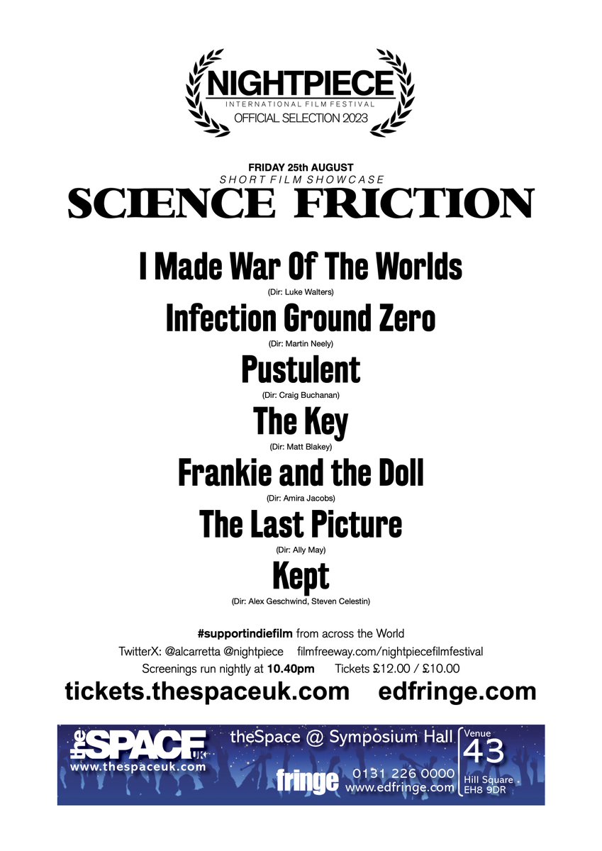 Tonight's #filmfestival programme 'Science Friction' #edfringe2023 

tickets.edfringe.com/whats-on/night…