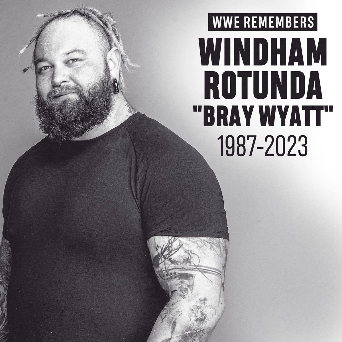 We are saddened to hear the passing of Windham Rotunda, better known to <a href="/WWE/">WWE</a> fans as Bray Wyatt. Condolences to Rotunda's friends &amp; family.

Rest easy 🙏 #RIPBrayWyatt