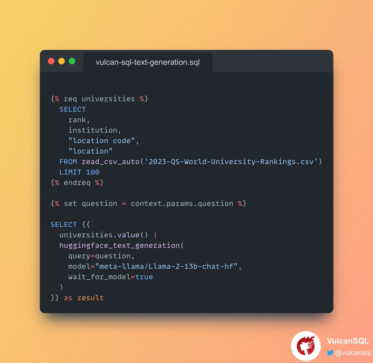 VulcanSQL tweet media