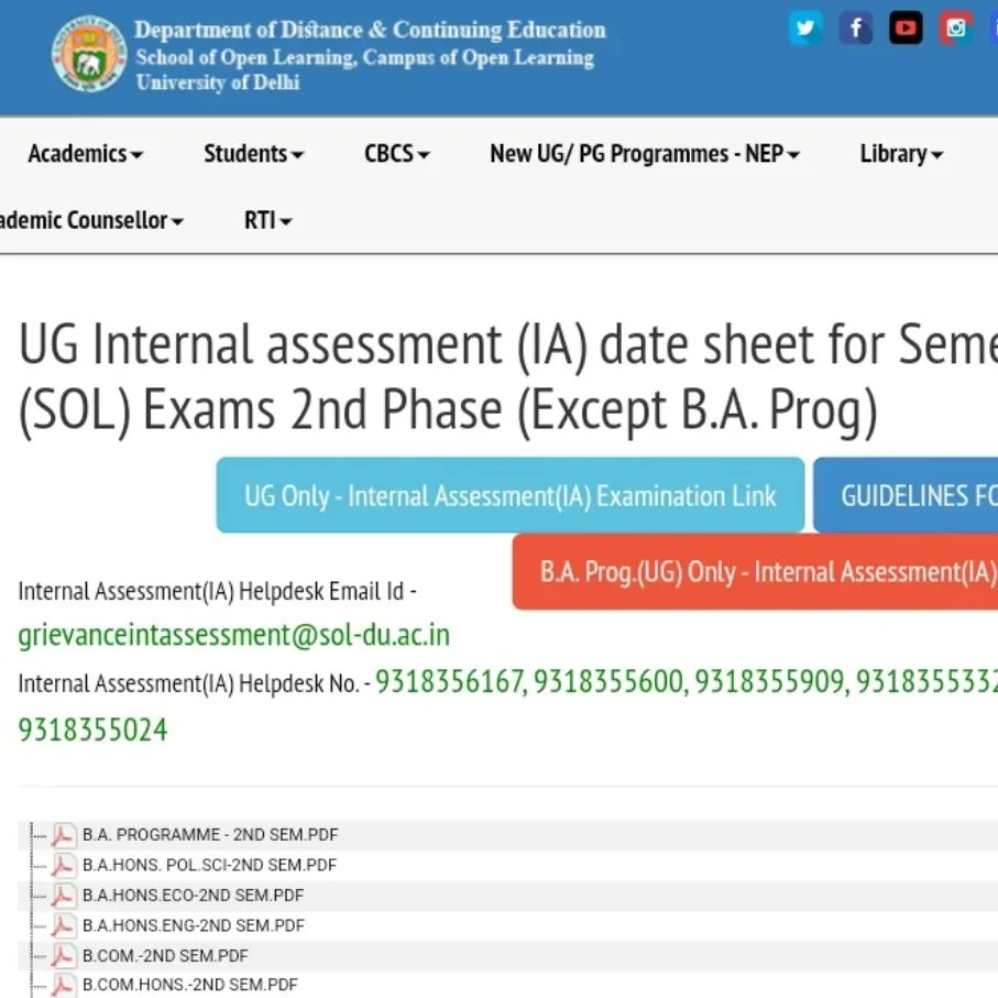DUSOLOfficial's tweet photo. The schedule for online MCQ based 🌟Second Phase Internal Assessment🌟 including Continuing Assessment of B.A. (Prog) Course for leftover students of Semester-II will be conducted from 25-Aug-23. 

https://t.co/R57lhRv0B7

#internal #Assignments #phase2 #mcq #baprogram #DU #SOL https://t.co/OFTTu5NO6O