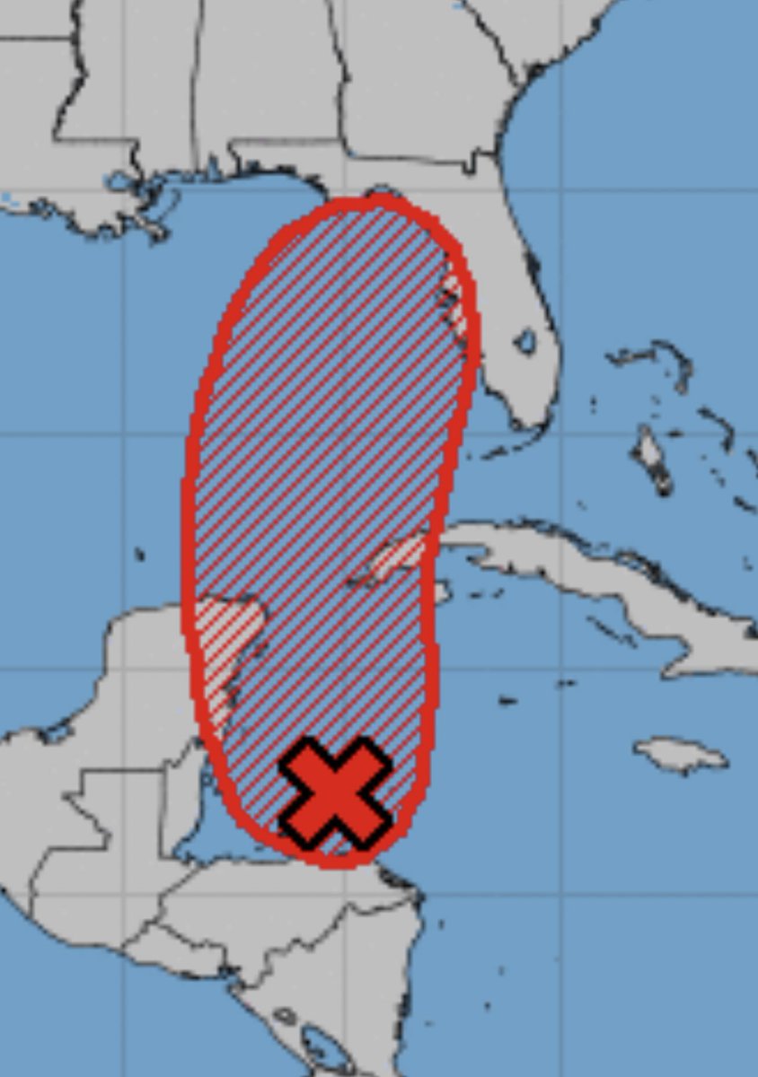 ReedTimmerUSA's tweet photo. The National Hurricane Center has increased probability of tropical cyclone formation from the western Caribbean to eastern Gulf of Mexico over the next 7 days. We will need to activate storm chase mode for this storm. Anywhere along eastern Gulf of Mexico coastline and even ATL upstream from this need to pay attention!