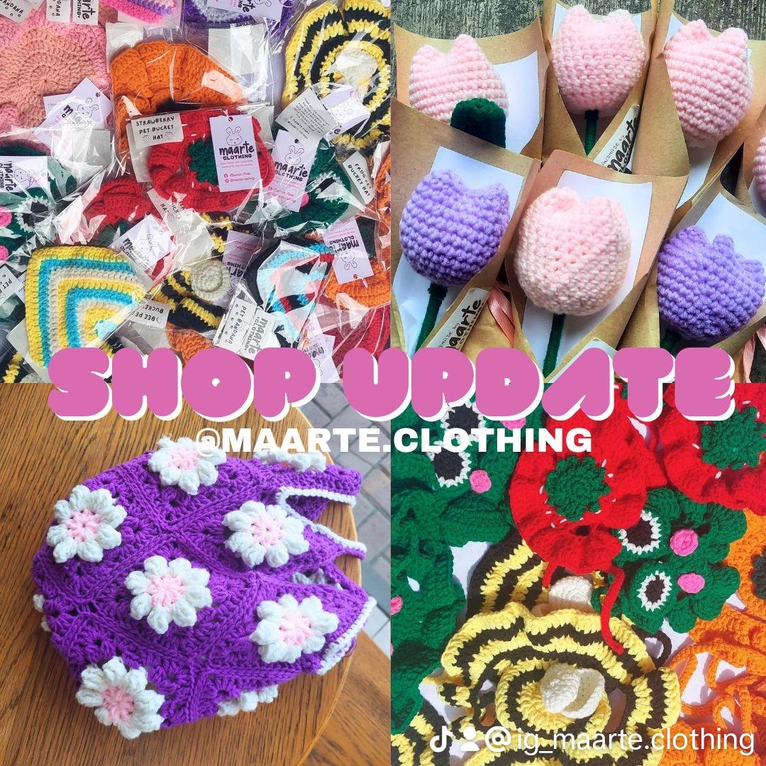 binibining_itim's tweet image. 🎀SHOP UPDATE🎀
Newly Added Crochet Items like Pet Items,Tote Bags &amp;amp; Tulips will be available today for Pre Order on our SocMeds.
First 5 customers will get a cookie coasters❤
IG:@/maarte.clothing 
FB:Maarte Finds
Shopee:Maarte Clothing
#crochetph  #shoplocalph #smallbusinessph