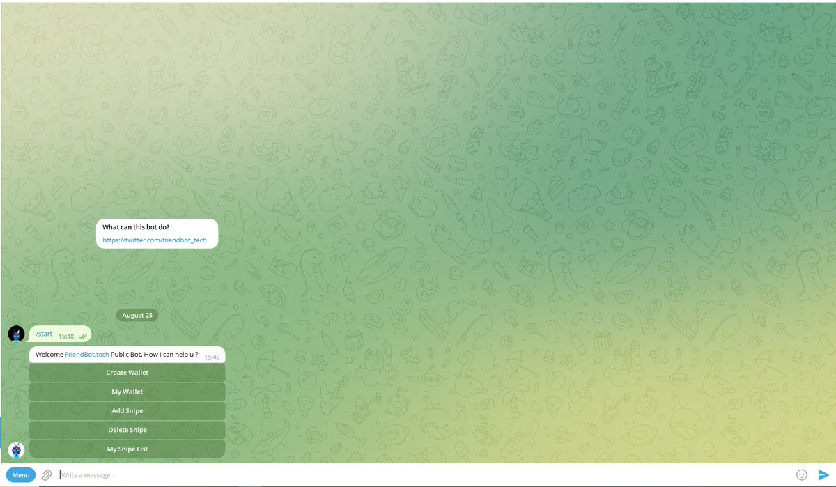 FriendBot_Tech's tweet image. TLDR FriendTech Bot V2; 
-You need at least 250 $FBOT to use it. 
-Bot allows you to snipe the key of the twitter user you want. 
-The bot is available to anyone who gives 250 $FBOT. 
-You can snipe up to 5 users at the same time.  
#FRIENDTECH $BASE #BASE #basechain