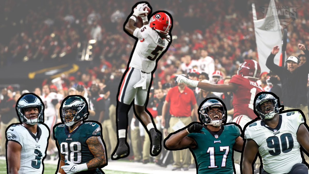 PHLDawgs's tweet photo. #Eagles Head Coach Nick Sirianni showed Kelee Ringo’s interception returns from college including the game clincher vs Alabama in the title game during an Eagles team meeting. Jordan Davis, Jalen Carter, Nolan Smith, and Nakobe Dean were barking in the room. (per @ZBerm)

This honestly is the funniest story to ever come out of #EaglesCamp. The #Dawgs are taking over! 😂

Them Philly Dawgs is Hell.

#FlyEaglesFly #GoDawgs #PhillyDawgs