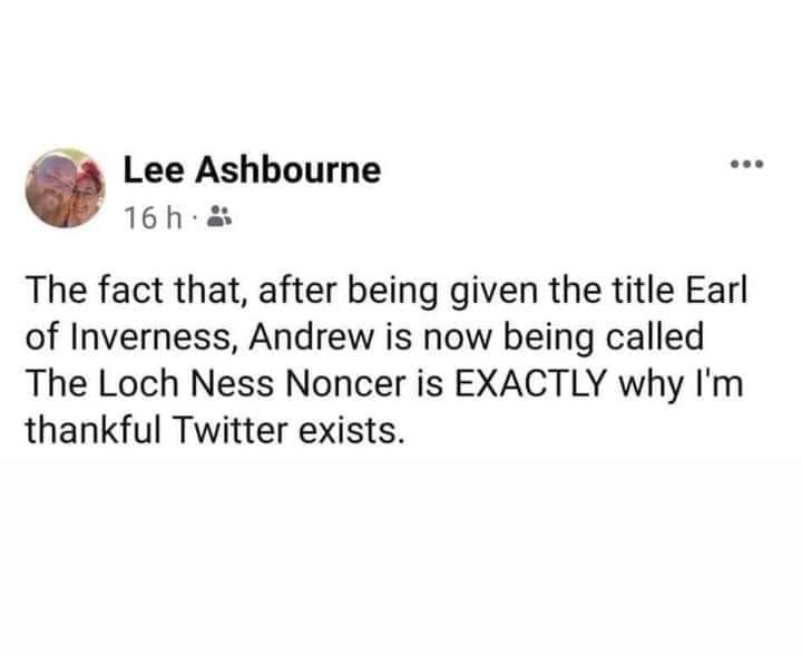 Oh

I see Prince Andrew is trending again