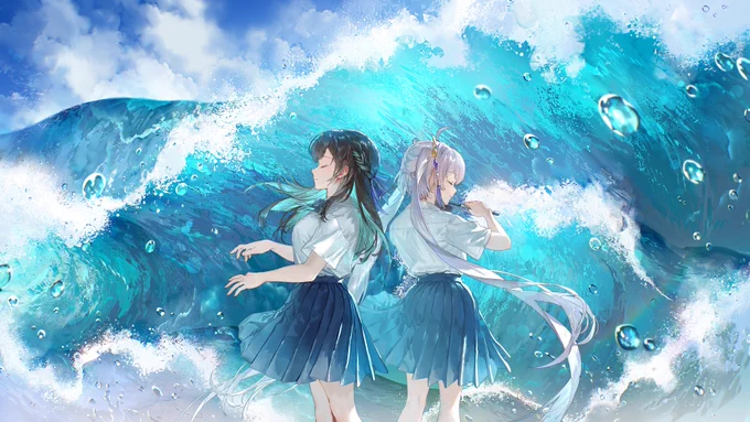 花鋏キョウ様()の『Surges』歌ってみた動画にて、イラストを描かせて頂きました! よろしくお願いいたします  