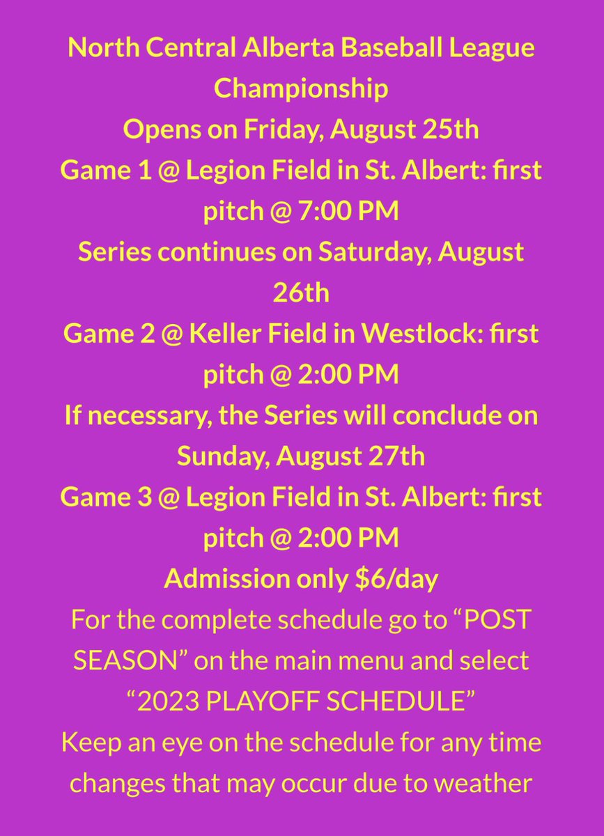 Parkland Twins (@twins_ncabl) on Twitter photo Best of luck to <a href="/RedLions/">Westlock Red Lions</a> and <a href="/StAlbertNCABL/">St. Albert Cardinals</a> as they open up the NCABL Championship series tonight at 7pm at Legion Memorial in St. Albert. Best of luck to <a href="/RedLions/">Westlock Red Lions</a> and <a href="/StAlbertNCABL/">St. Albert Cardinals</a> as they open up the NCABL Championship series tonight at 7pm at Legion Memorial in St. Albert.