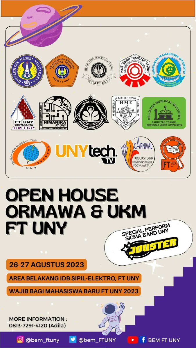 Ada yang datang tapi bukan dia, apa tuh?
OPEN HOUSE, yuk ramein stand Matriks besok 26-27 Agustus 2023.
Bakal ada informasi informasi menarik lho, jangan lupa datang yaaa 🤗

#mahasiswauny #ukmfmatriks #OpenHouse #fakultasteknik #ftuny #uny