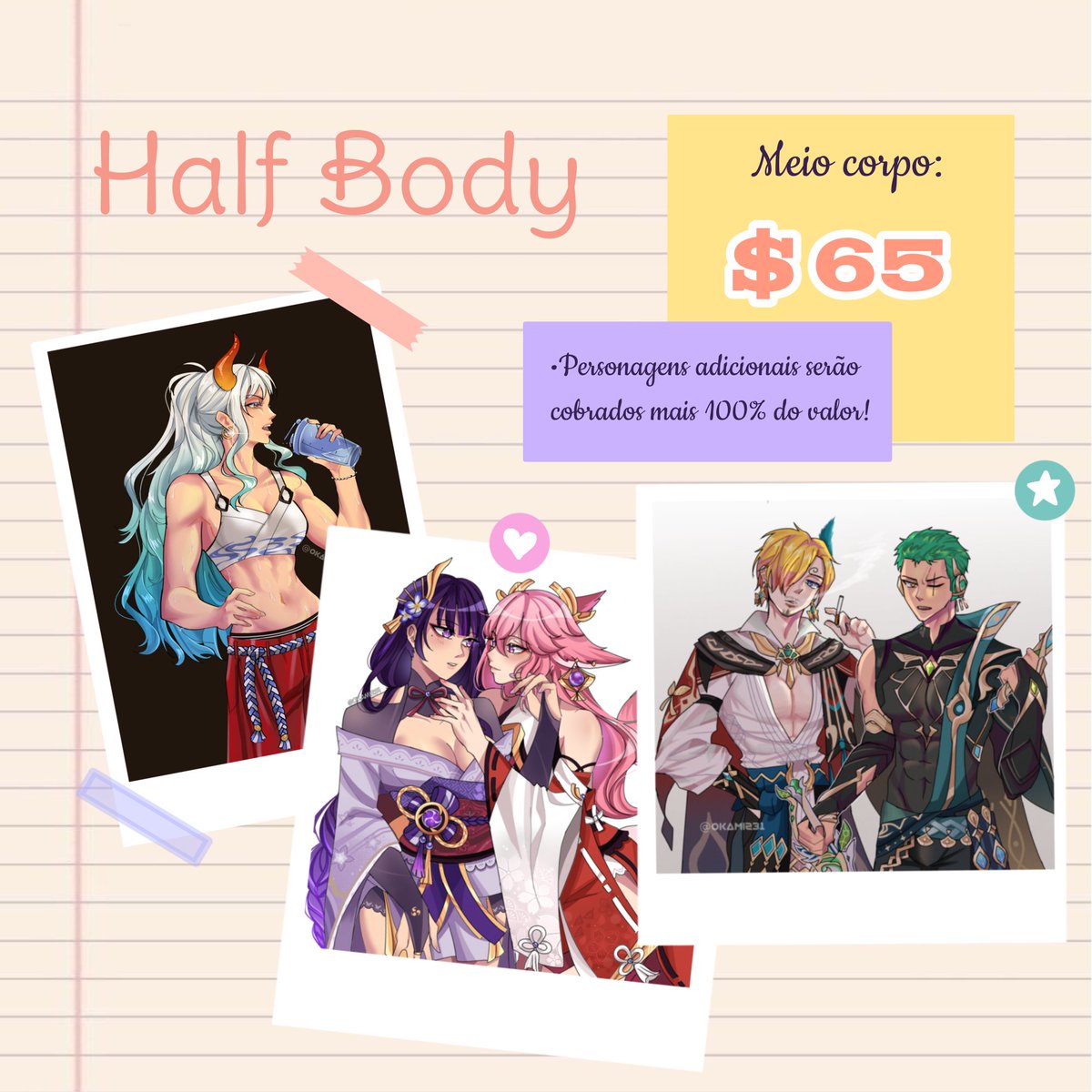 Okami231's tweet photo. ✨Ｃｏｍｉｓｓｉｏｎｓ　ｏｐｅｎ✨
tabela de comissions atualizada!!
faço desenho digital e pixelart, mais informações nas imagens abaixo
mande Dm se estiver interessado 💌

🔁+💟=🥺🌹💕 https://t.co/6ghAbjumNL