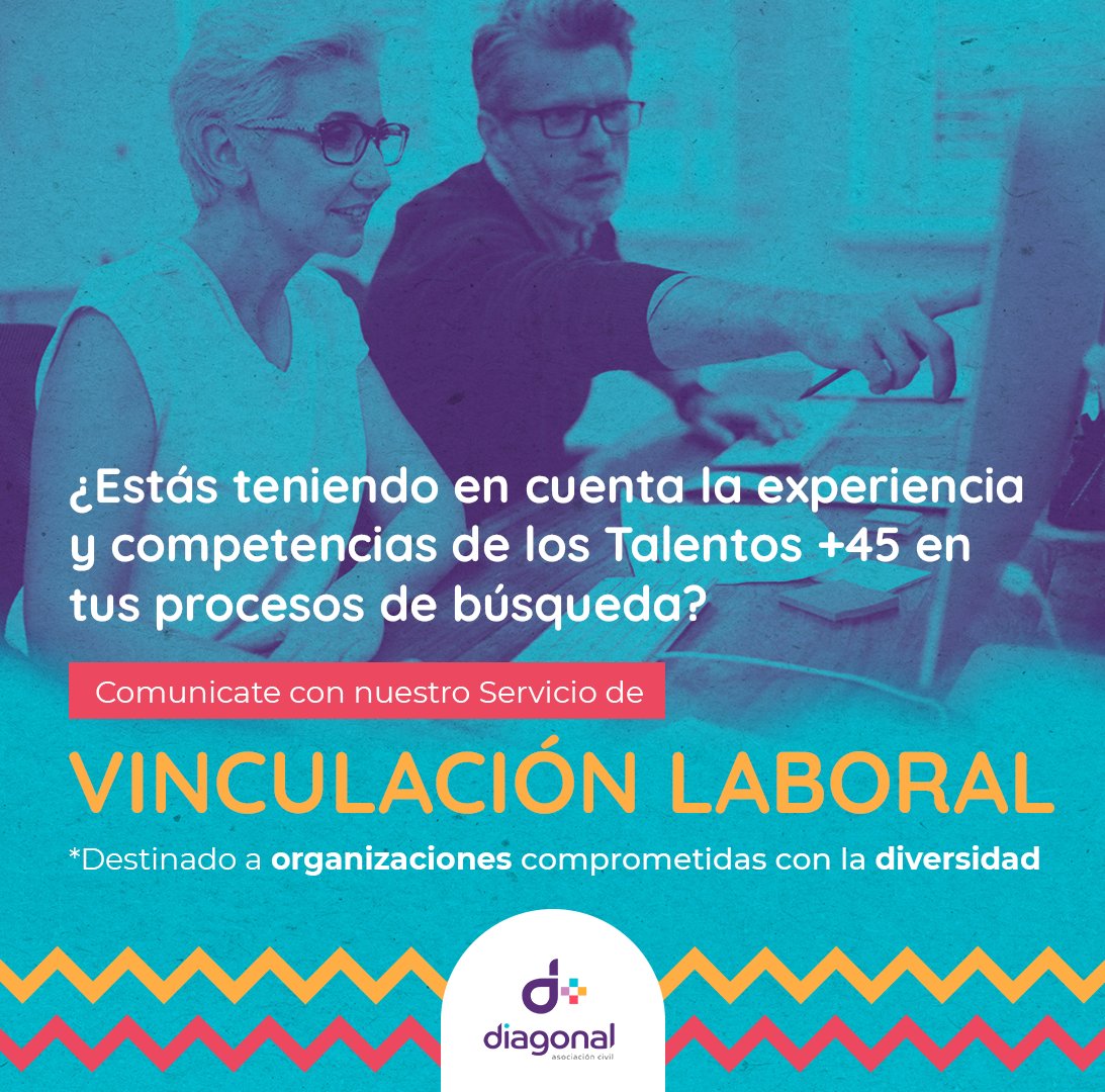 👉 A través de un proceso de #SelecciónConsciente, nuestro Servicio de #VinculaciónLaboral encontrará el #TalentoSenior que mejor se adapte a tu organización. 
💪 Sé parte del cambio y aprovechá el valor de los #EquiposMultigeneracionales.
📧 vinculacionlaboral@diagonal.org.ar