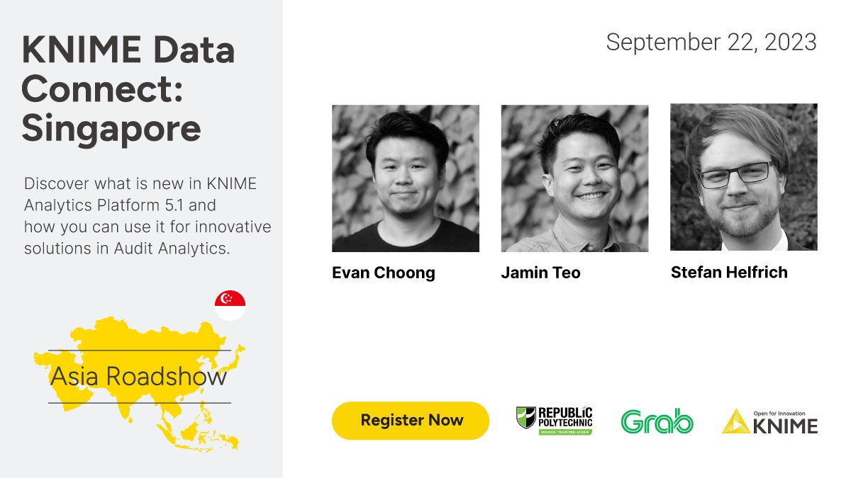 KNIME (@knime) on Twitter photo #AsiaRoadshow πΈπ¬ - Join us for the first onsite #KNIME #DataConnect at <a href="/republicpoly/">Republic Polytechnic</a> in #Singapore on Sept 22. This event is hybrid. If you canβt make it to the campus, join us online. Learn more. eu1.hubs.ly/H056gHr0
#datascience #lowcode #nocode #audit #datanalytics #AsiaRoadshow πΈπ¬ - Join us for the first onsite #KNIME #DataConnect at <a href="/republicpoly/">Republic Polytechnic</a> in #Singapore on Sept 22. This event is hybrid. If you canβt make it to the campus, join us online. Learn more. eu1.hubs.ly/H056gHr0
#datascience #lowcode #nocode #audit #datanalytics