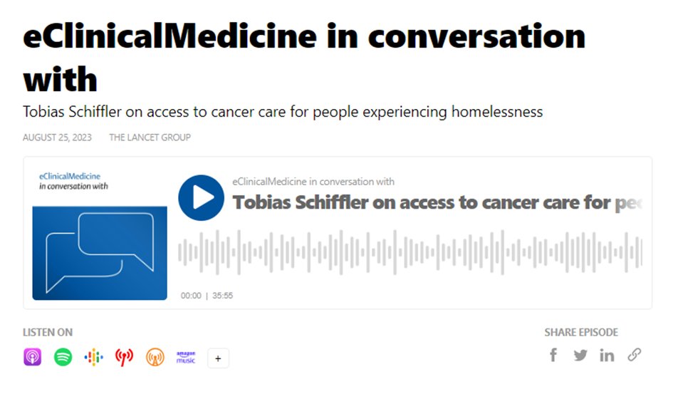 eClinicalMed's tweet photo. 📢New Podcast: Tobias Schiffler joins Ben Burwood, Senior Editor at eClinicalMedicine, to discuss the CANCERLESS project, which aims to improve access to #cancer care for people experiencing #homelessness
https://t.co/jc9VbEwDGF
Full article: https://t.co/FyaWWxTXAP https://t.co/WZ1YQx7sC9