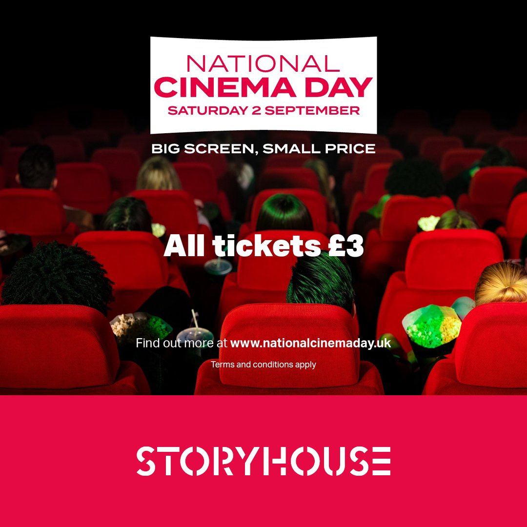 StoryhouseLive's tweet photo. 📢 For the first time, on Sat 2 September, Storyhouse is taking part in #NationalCinemaDay, offering all tickets to all screenings for just £3 per ticket! 🍿🎉
Read more: https://t.co/fMlVZLWvXi
#StoryhouseCinema #Chester #BigScreenSmallPrice #BigScreenExperience @Cinema_UK https://t.co/3CEX2BKxRs
