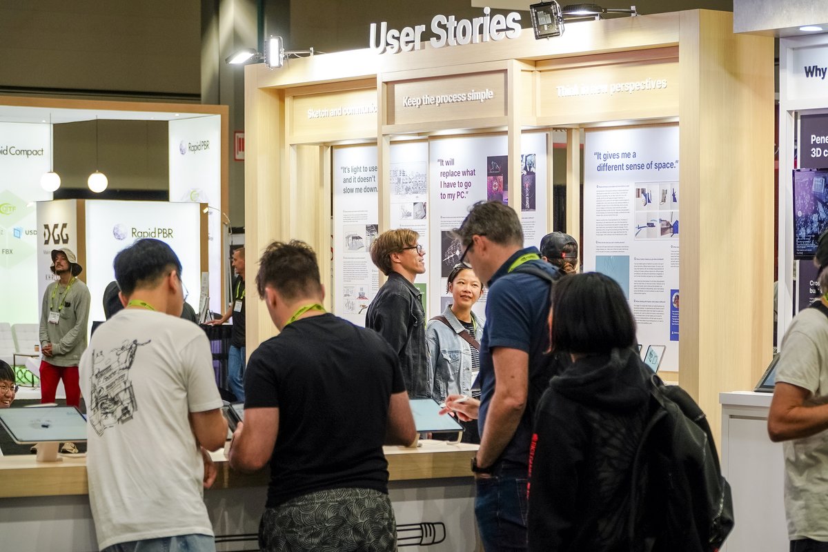 feather_3d's tweet photo. We are back from #SIGGRAPH2023!
Feather was introduced through the exhibition and Appy hour presentation.

🙌The exhibition with a live drawing show, a collection of user stories, and an experience zone.
🥰Special thanks to our users for the interview!

#feather3d #3dsketchbook https://t.co/yBZCGHReW1