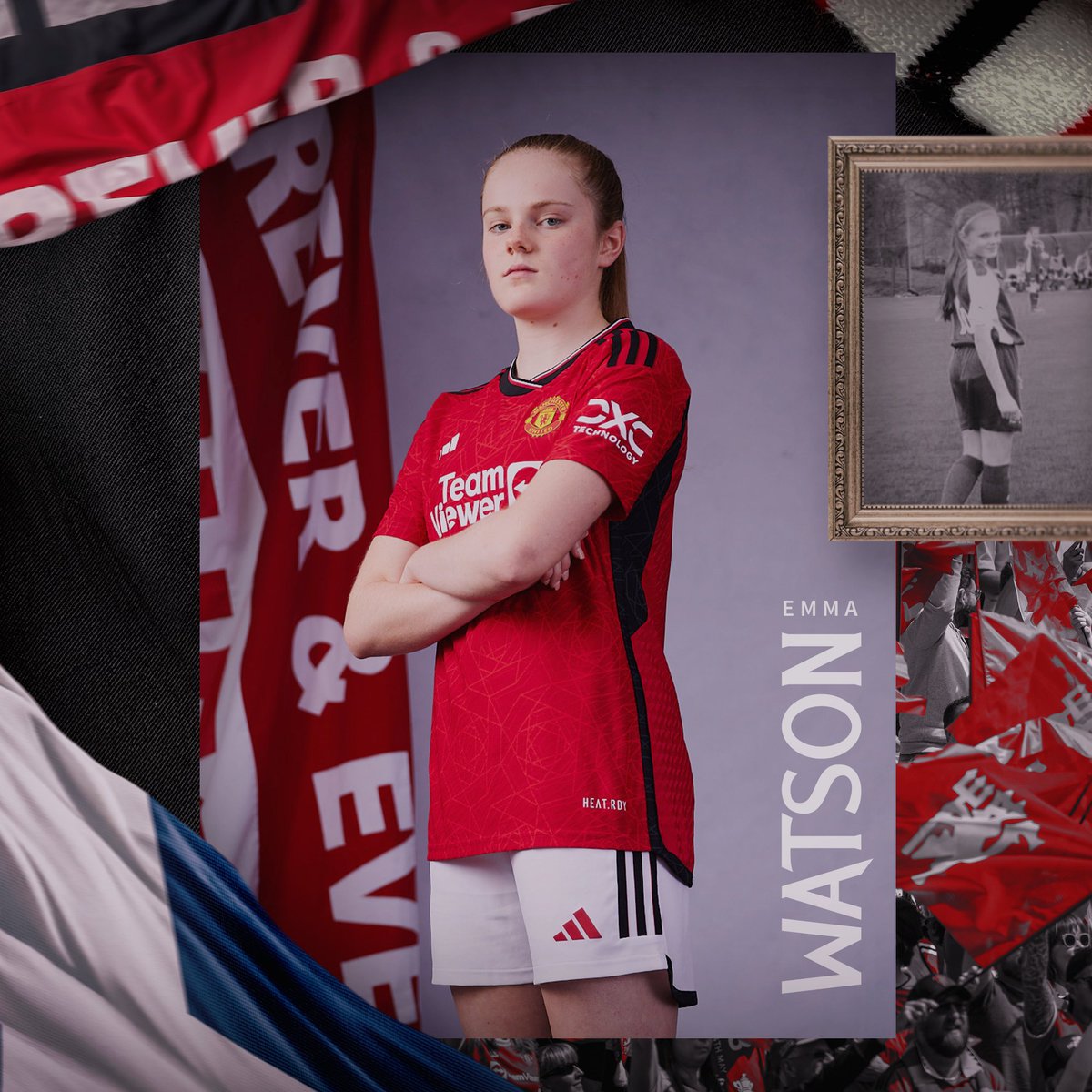 ManUtdWomen's tweet photo. You're part of the United family now, Emma 🤝✨

#MUWomen