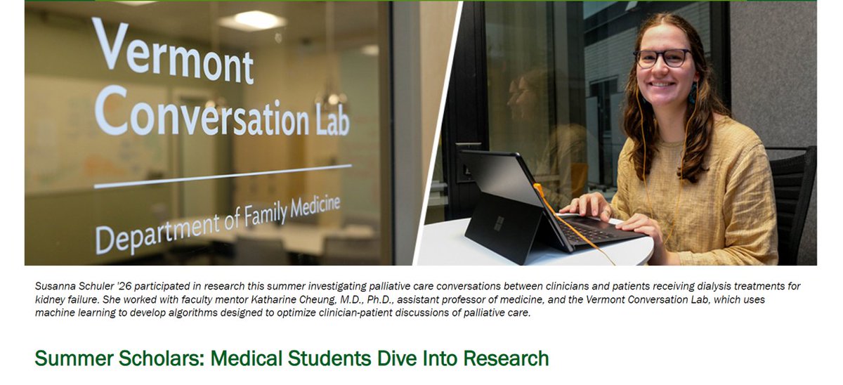 Avery Campbell (mentored by @MaryCushmanMD) and Susanna Schuler (mentored by Dr. Katharine Cheung) were highlighted by @UVMLarnerMed in a story about summer research by medical students (Link below).

bit.ly/45mYdKJ

#SummerResearch