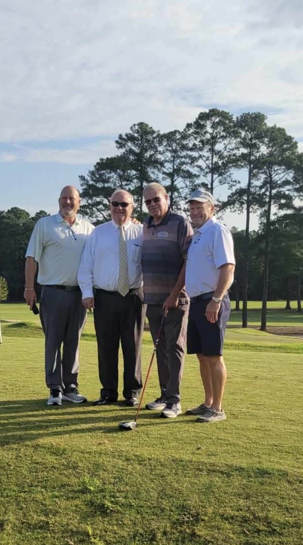 Humbled to be named the Honorary Starter for the 59th annual Southern 500 Golf Tournament which begins today at the Darlington Country Club. Joining me on the 1st tee are Jim Vernon, Todd Hardee, and Timmy Huntley. #TooToughToTame