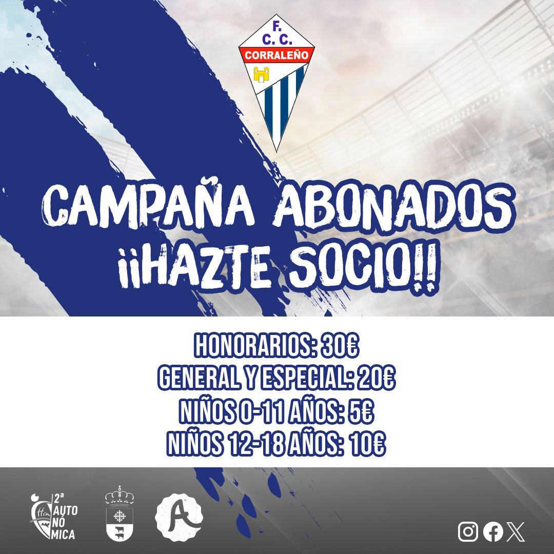 CFCORRALENO's tweet photo. Buenas aficion, lanzamos la campaña de abonados para la temporada 23/24. Para adquirir tu abono puedes hacerlo en la taquilla los días de partido o dirigiéndote a cualquier miembro de la directiva.

¡Os esperamos para apoyar a nuestro guerreros!

#123corraleño #campañadeabonados https://t.co/CTSDpsoU4b