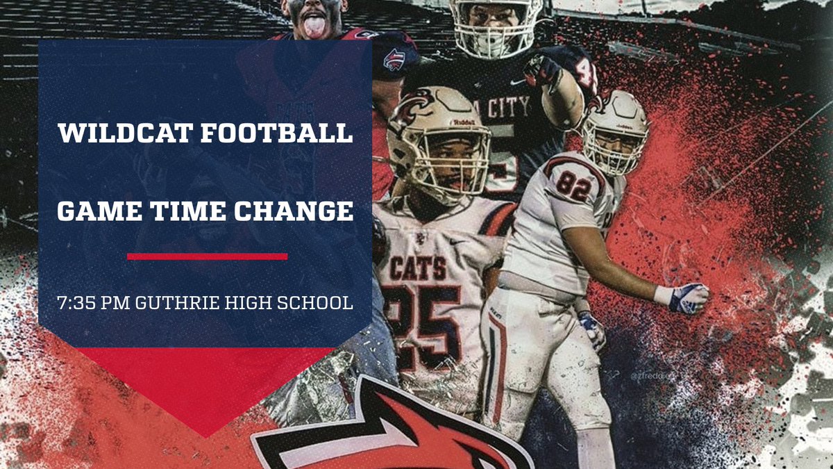 GAME TIME CHANGE!!
The Ponca City Wildcats will travel to Guthrie tonight for the first football game of the season. The game has been moved back to 7:35 PM.