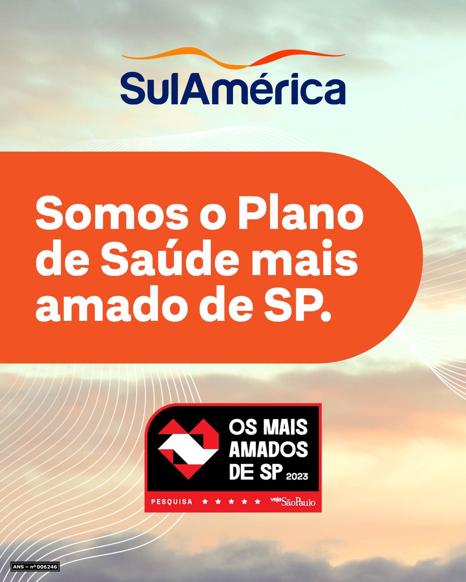 É seguro dizer: existe amor em SP e na SulAmérica 🧡 Fomos reconhecidos(as) como o plano de saúde mais amado de São Paulo, segundo a pesquisa “Os mais amados de SP”, realizada pela Veja São Paulo. 🏆 Agradecemos aos paulistanos e às paulistanas que responderam e à todos(as) que…