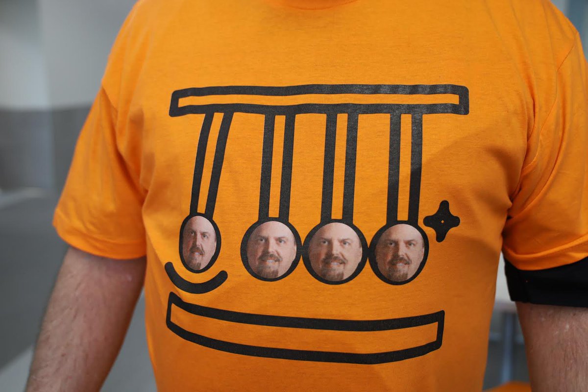 Mr. Wright was surprised with some t-shirts to celebrate his final year before retirement this week!