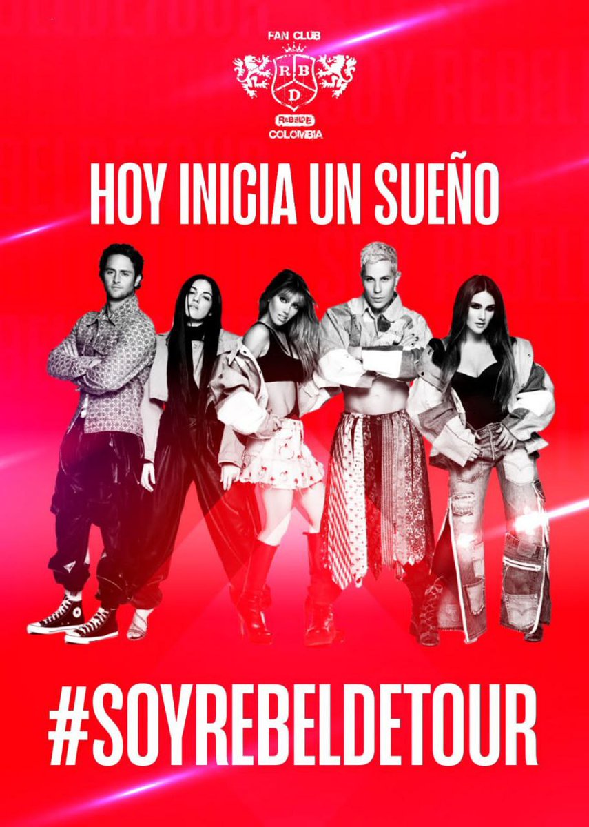 Hoy no es un día cualquiera, después de 15 años, de tantas risas, lágrimas, momentos, después de la mejor infancia, las mejores canciones y cuando todo se dió por perdido, volvemos a estar todos Cerquita De Ti.

Hoy arranca #SoyRebeldeTour el sueño de toda una generación, 🖤🤍❤️