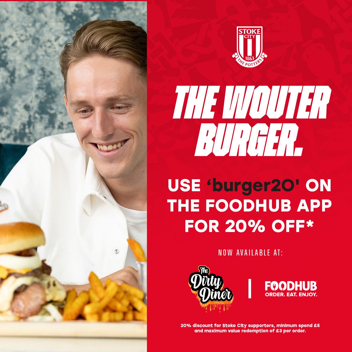 stokecity's tweet photo. Friday night's food sorted 🤤

Download the official @FoodhubUK App and enjoy 20% off The Wouter Burger at The Dirty Diner. https://t.co/G3Dmz9wNOY