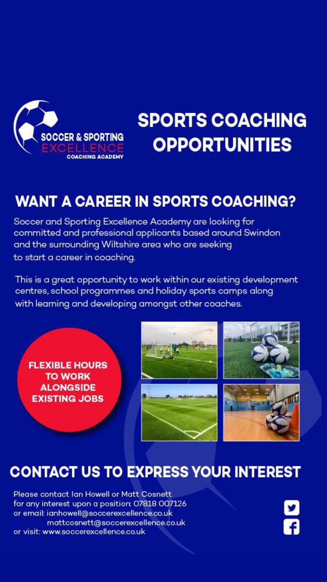 We have job opportunities going, flexible hours available working within our team We cover a variety of sports, sessions, days and times. All staff get as follows: ✅ in house training ✅ help & guidance on courses to develop ✅full coaching kit ✅DBS paid for Contact us 📱💻