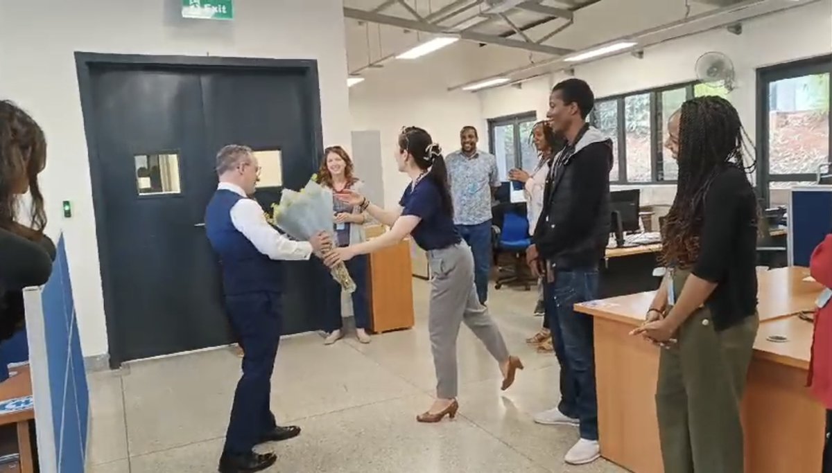 NeilWalsh_UN's tweet photo. Didn’t expect flowers and cake to welcome me back to work today!🤗 

What a lovely team you are @UNODC_EA! Thanks so much - and I missed you too. https://t.co/anm1oxoNzp
