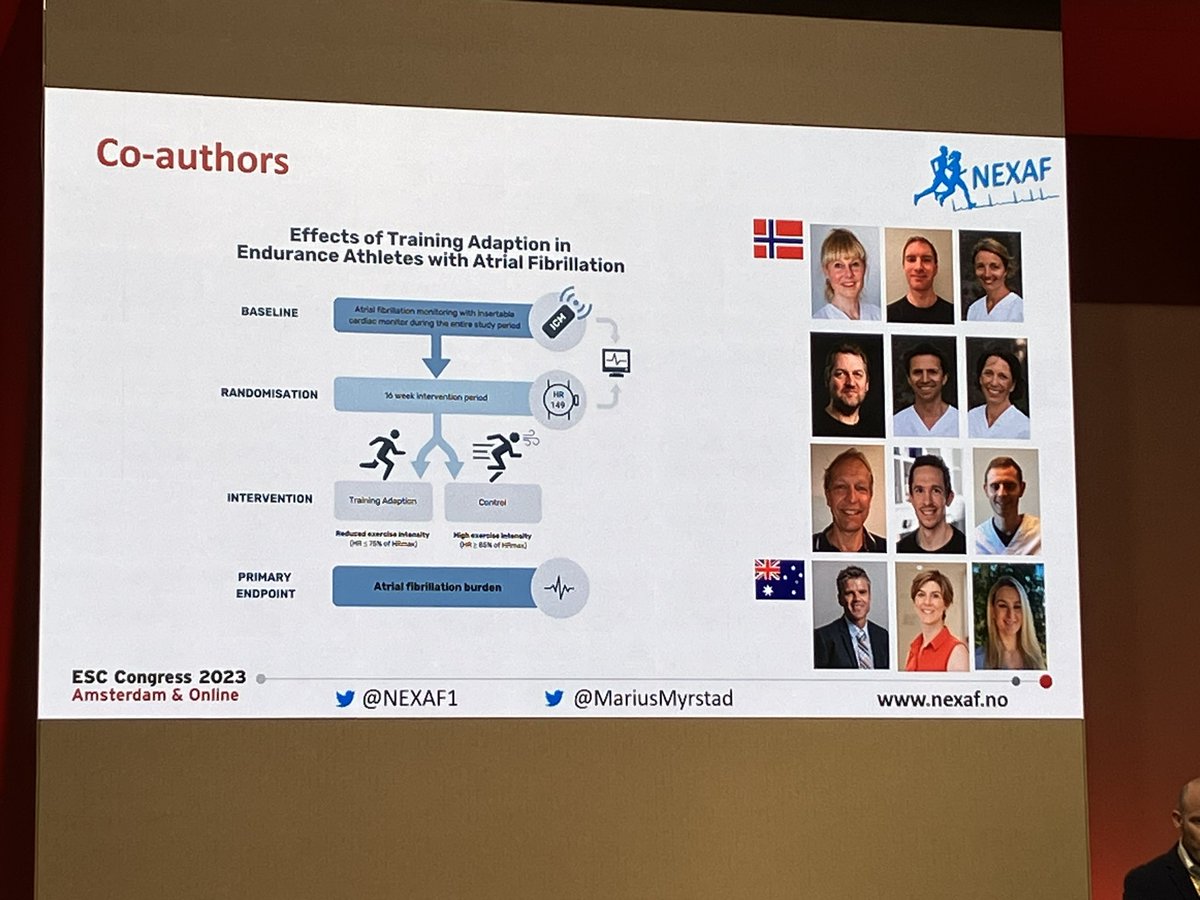 Kristel Janssens (@kjanssensau) on Twitter photo <a href="/MariusMyrstad/">Marius Myrstad</a> presenting initial data from the <a href="/NEXAF1/">NEXAF</a> Detraining Study #ESCCongress! #Afib episodes in endurance athletes often occurring during exercise. <a href="/eivindso/">Eivind Sørensen MD</a> @JonMagne @TuridApelland <a href="/ALaGerche/">Andre La Gerche</a> <a href="/guido_claessen/">Guido Claessen</a> <a href="/MariusMyrstad/">Marius Myrstad</a> presenting initial data from the <a href="/NEXAF1/">NEXAF</a> Detraining Study #ESCCongress! #Afib episodes in endurance athletes often occurring during exercise. <a href="/eivindso/">Eivind Sørensen MD</a> @JonMagne @TuridApelland <a href="/ALaGerche/">Andre La Gerche</a> <a href="/guido_claessen/">Guido Claessen</a>