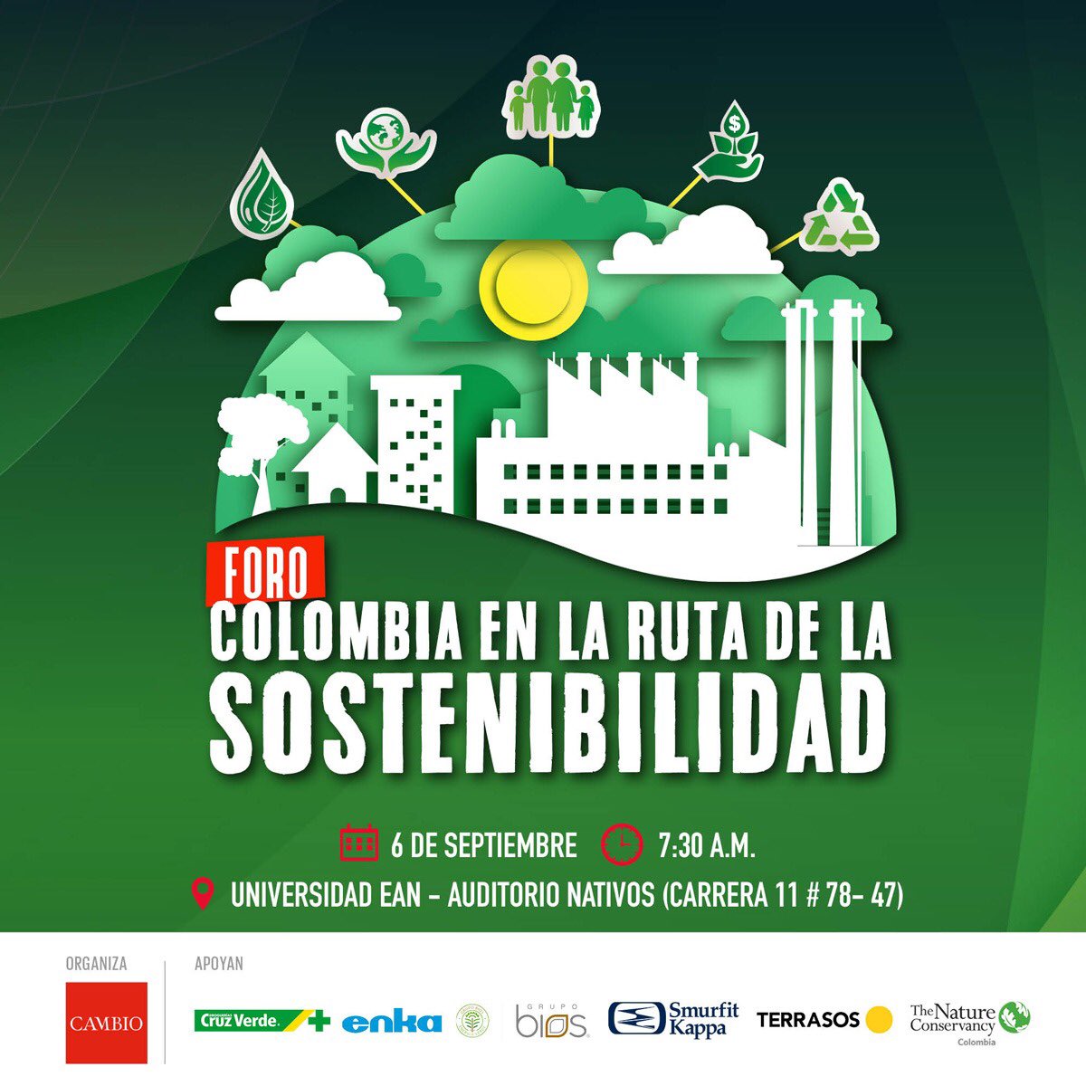 ¡Les tenemos una invitación especial!

El Foro ‘Colombia en la ruta de la Sostenibilidad’ es un espacio de reflexión sobre las acciones que se han implementado para avanzar en la adopción de prácticas que puedan hacer de nuestro país uno más sostenible y responsable.

Inscríbete!