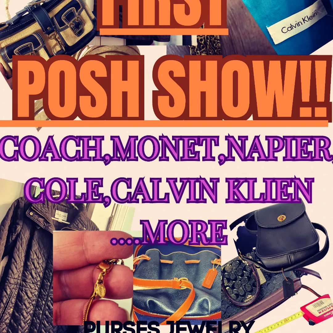 My rescheduled first show on poshmark is Saturday  the 26th, tomorrow  at 9 pm cdt,#calvinklein,#vintagejewelry, #katespade,#bebe,#kennethcole,#coachbags