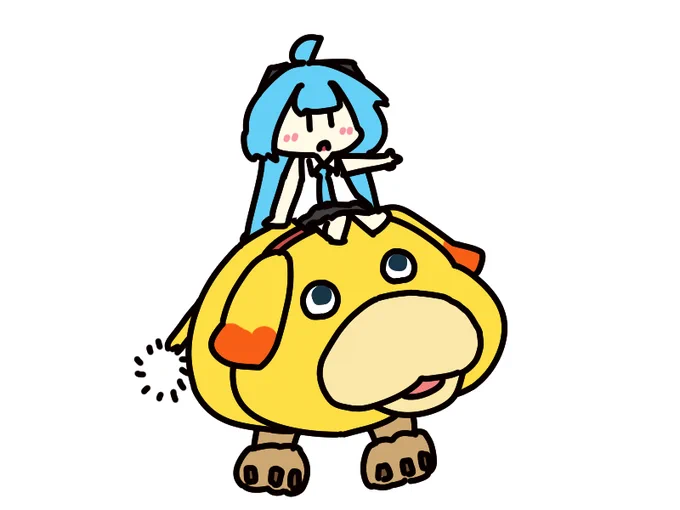 #1日1絵チャレンジ5日目  オッチンに乗って要救助者を探すミクさん 