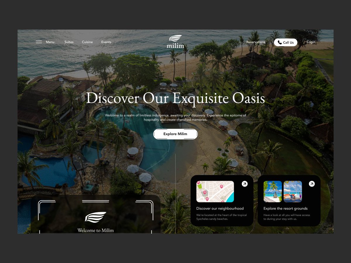 nokhouse's tweet photo. Luxury Hotel and Resort Website - Landing Page

Tools - Figma, Protopie

#userexperience #uidesigner #uitrends #webdesigner #uxdesigner #dailyui #interface #website #uiinspiration #designinspiration #uxui #websitedesign #behance #userinterfacedesign #designer  #agency #nokhouse https://t.co/Ukys2n2Avk