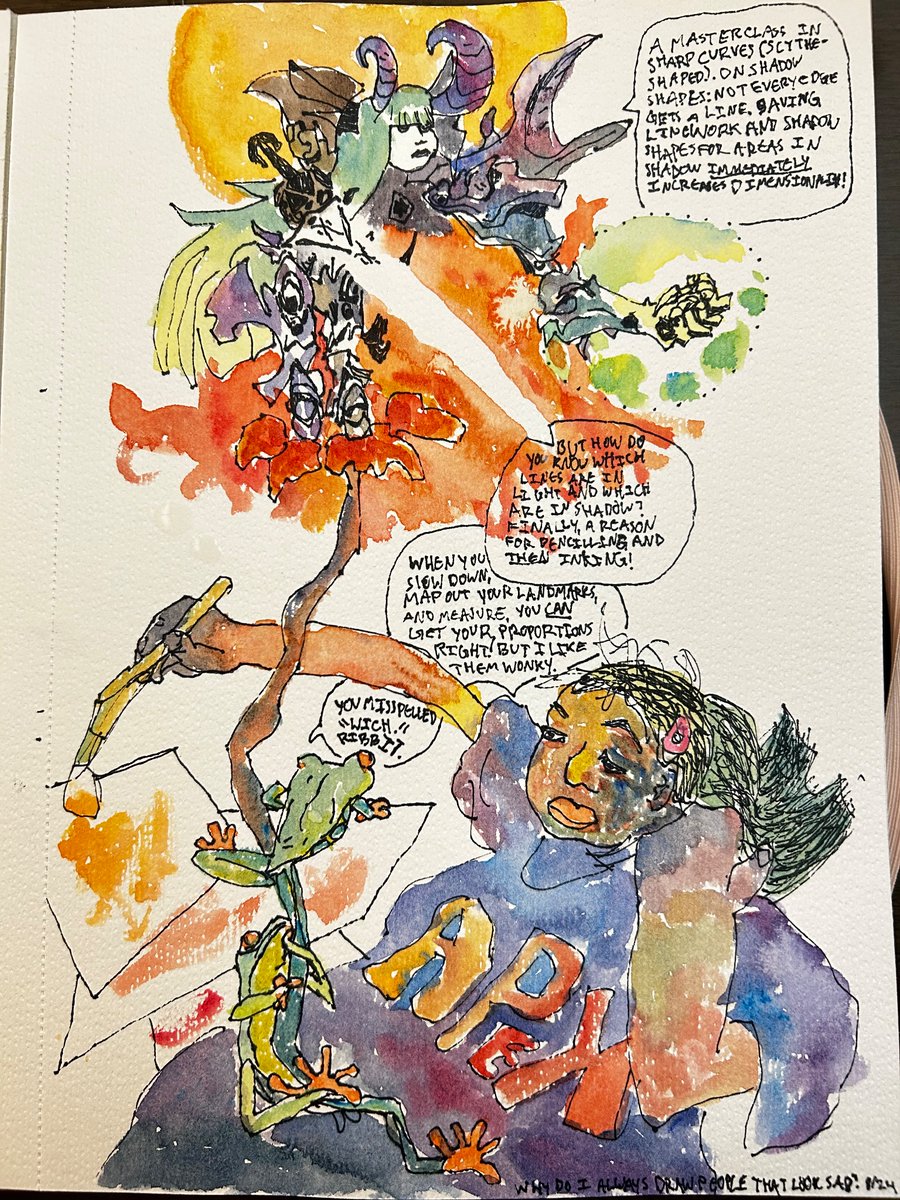 Last night’s daily sketchbook painting. I know lettering usually comes last but I had fun painting over the speech bubble