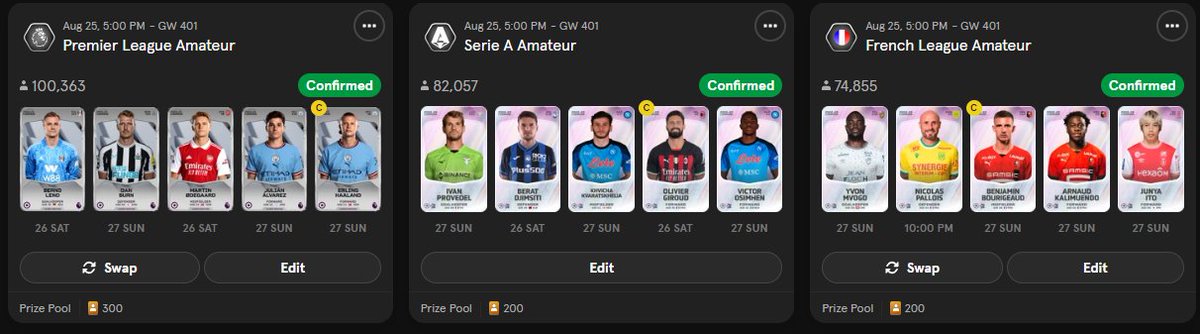 Are lineups ready for #sorare GW 401 ?