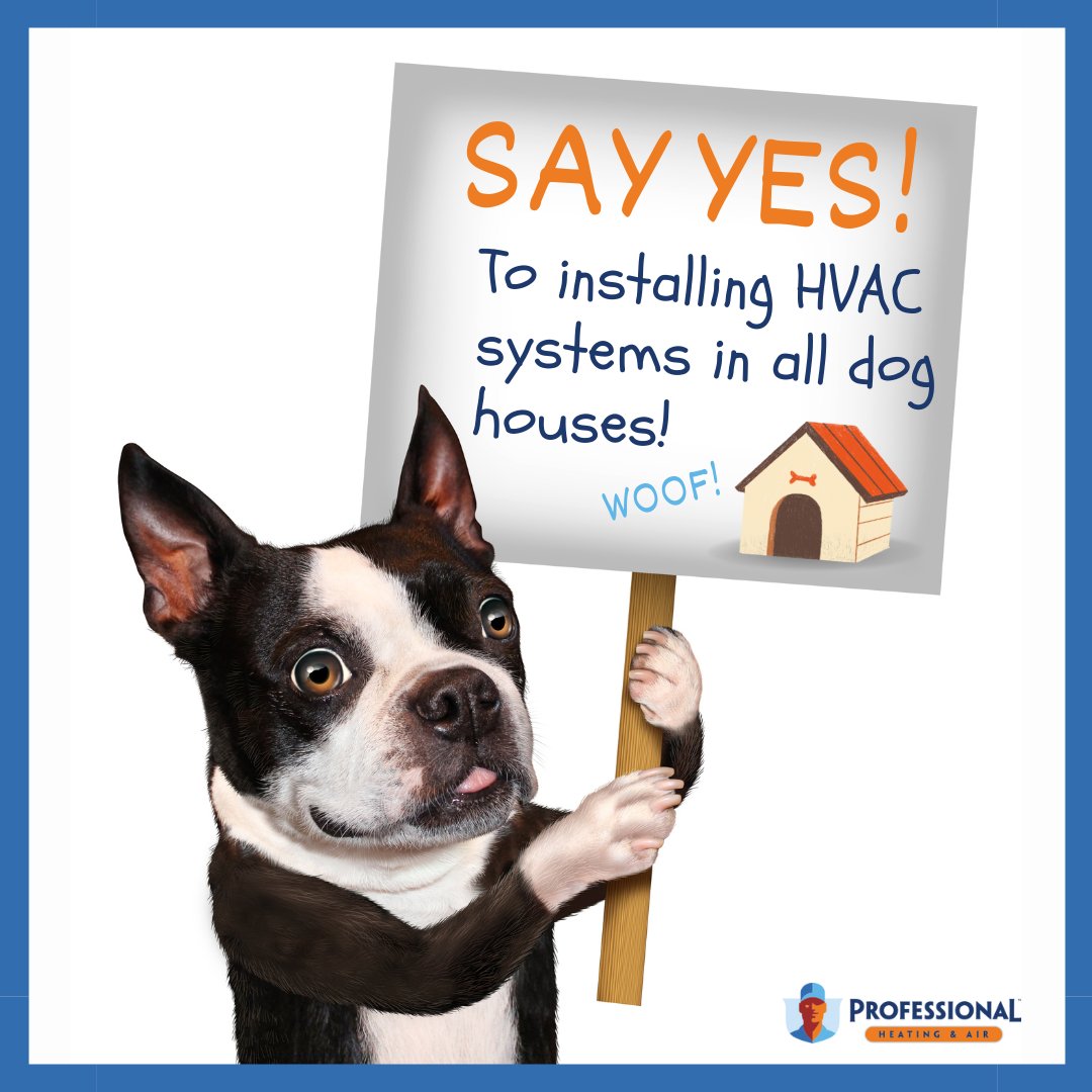 AProfessionalAC's tweet photo. ๐ถ Dogs everywhere are speaking out in honor of #NationalDogDay tomorrow! ๐พ๐
#KeepDogsComfy #HVACForDogs https://t.co/7VCx9uU9P5