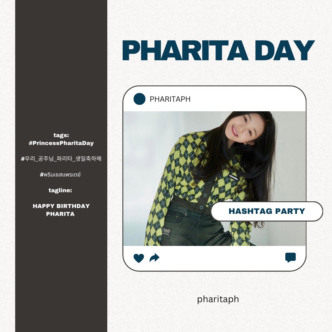 PHARITAPH's tweet photo. [🚨] PHARITA DAY 🎂

Come and celebrate with us a very important day for us pearies and to our precious girl, Pharita! Join us with our hashtag party by using the tags below.

#PrincessPharitaDay
#우리_공주님_파리타_생일축하해
#พรินเซสแพรเดย์ 
HAPPY BIRTHDAY PHARITA https://t.co/N138YQ7rQ5