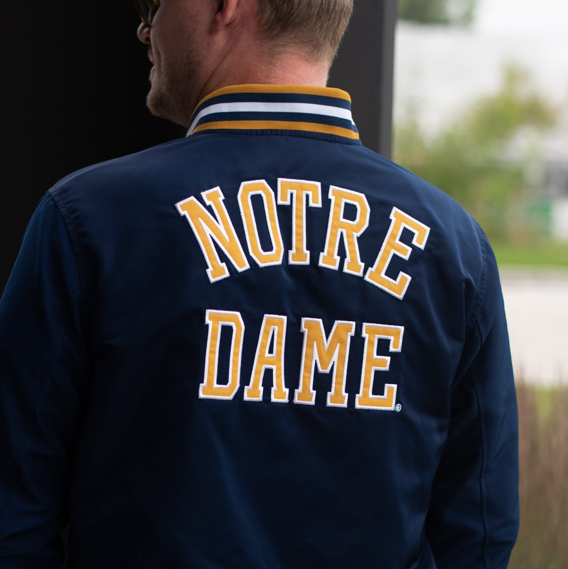 HomefieldApparl's tweet photo. The Notre Dame Bomber Jacket: Of the many monograms that have been used through the years, we chose one best associated with the 1988 football team, considered to be one of the best undefeated teams in college football history.

https://t.co/5KKnBr2rYE https://t.co/3gpjOdFmjB
