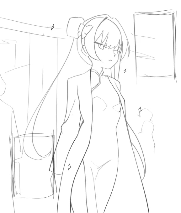 チャイナドレス本鋭意制作中です。フルカラー漫画32Pになります。これはキサキの一コマのネーム。 