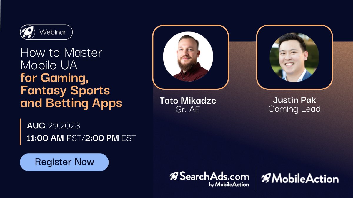 📣Get ready to elevate your mobile app game! Join our upcoming webinar: "Mastering Mobile UA for Gaming, Fantasy Sports, and Betting Apps"

📅Aug 29 | ⌛️11 AM PST | 2 PM EST
🎙️Justin Pak &amp; Tato Mikadze

Secure your spot now! 👉 bit.ly/47KeKdx