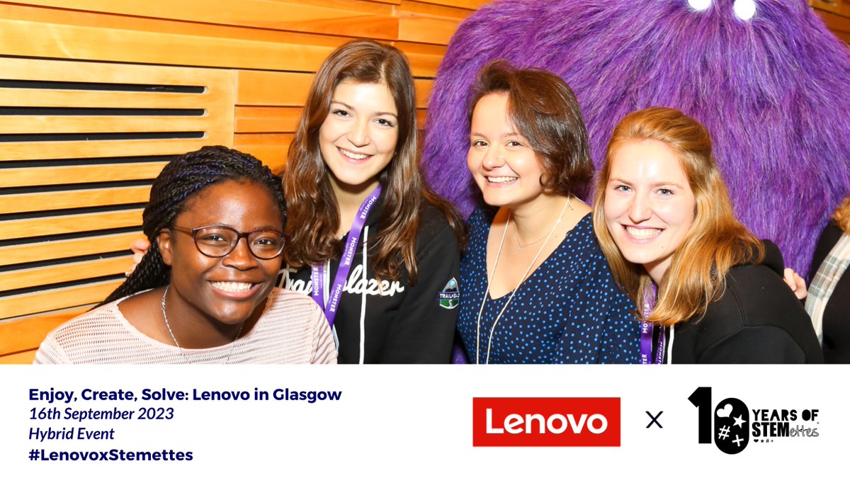 Join us for another fun-filled day with @lenovo_UKI & win STEMazing prizes, 🥳 including Lenovo Tablets with cases & headphones too! 🤩 📆 16th Sept 🚀 Ages 12-18 📍Scotland & online Sign up 🔗 stemettes.org/events/enjoy-c… #LenovoxStemettes #WeAreLenovo #StemettesHack