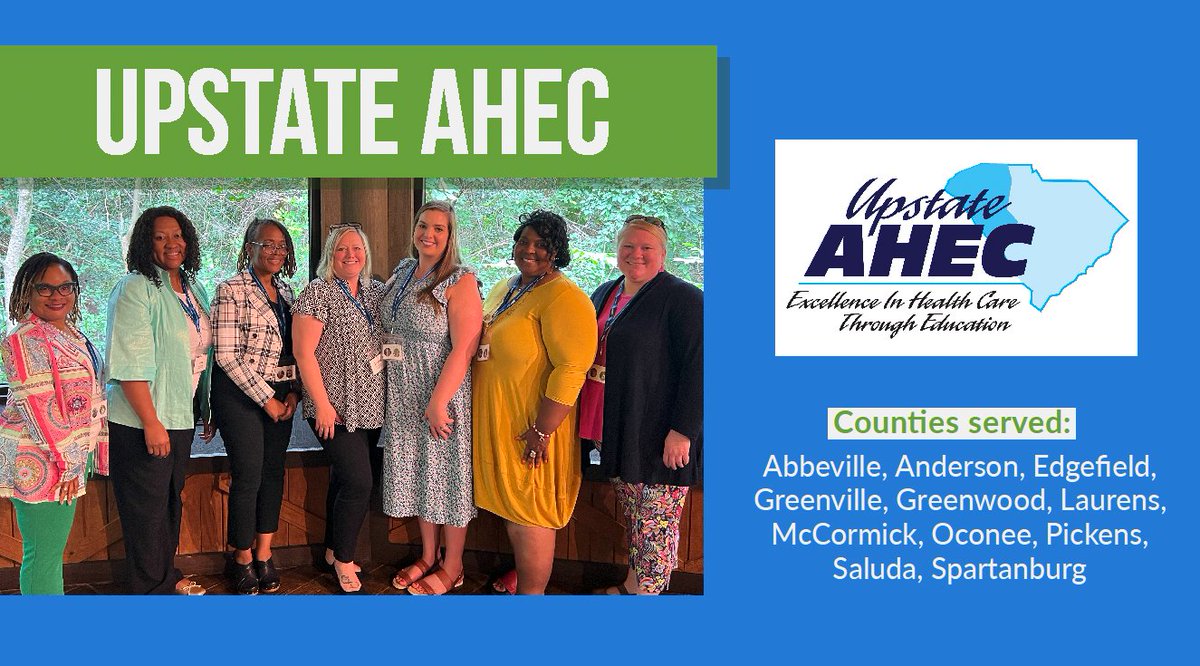 .<a href="/UpstateAHEC/">Upstate AHEC</a>, located in Greenville, is one of four regional centers in the state. Reach out to them at upstateahec.org for more info on programming in your area!