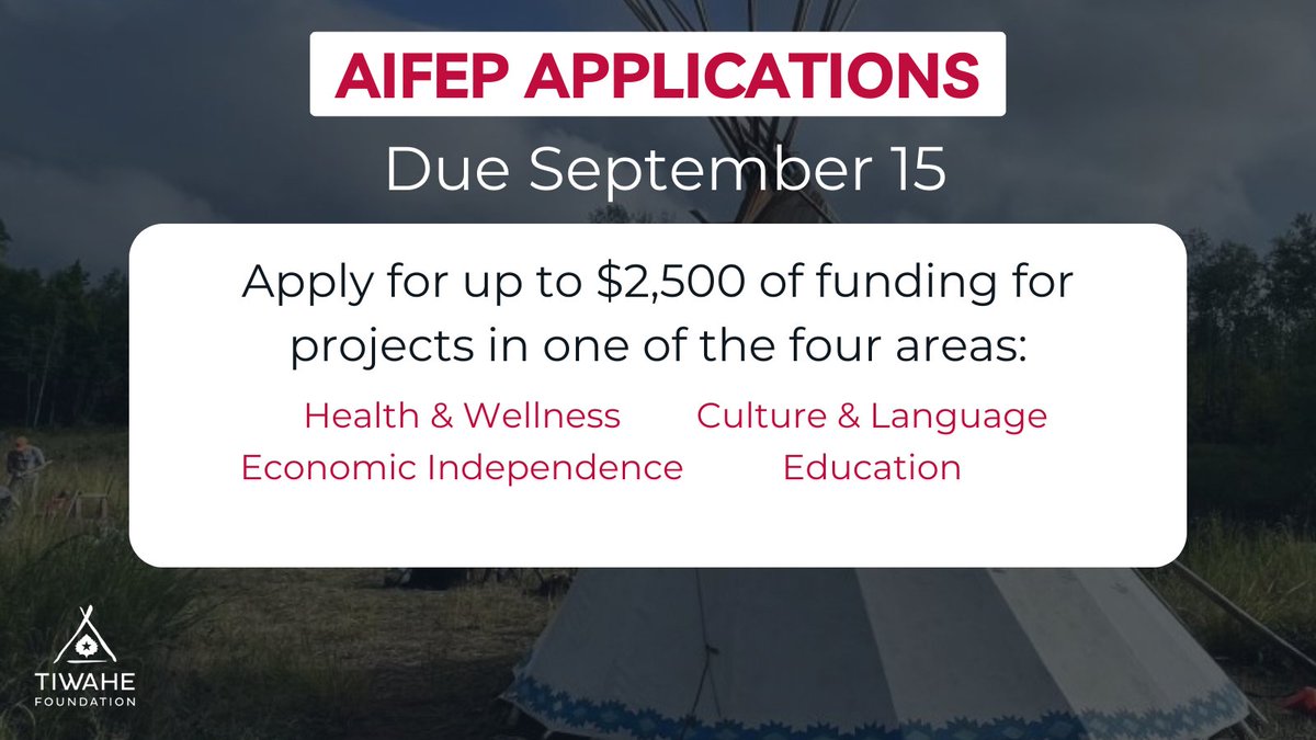 Are you a Native adult who lives in the Twin Cities?

Apply for AIFEP! 

AIFEP projects fall under one of the 4 impact areas- Culture & Language, Education, Health & Wellness, and Economic Independence. 

Apply by September 15: bit.ly/3E8kdx8